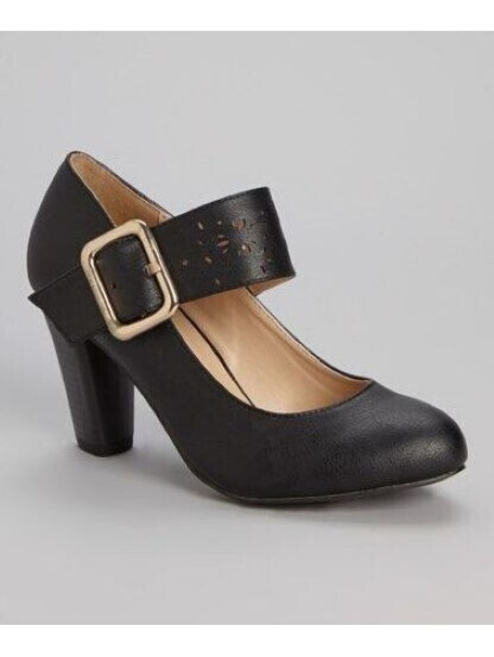 Chase & Chloe Sz 11 Navy Jolie-2 Mary Jane Shoes Buckle Almond Toe Cone Heel NIB